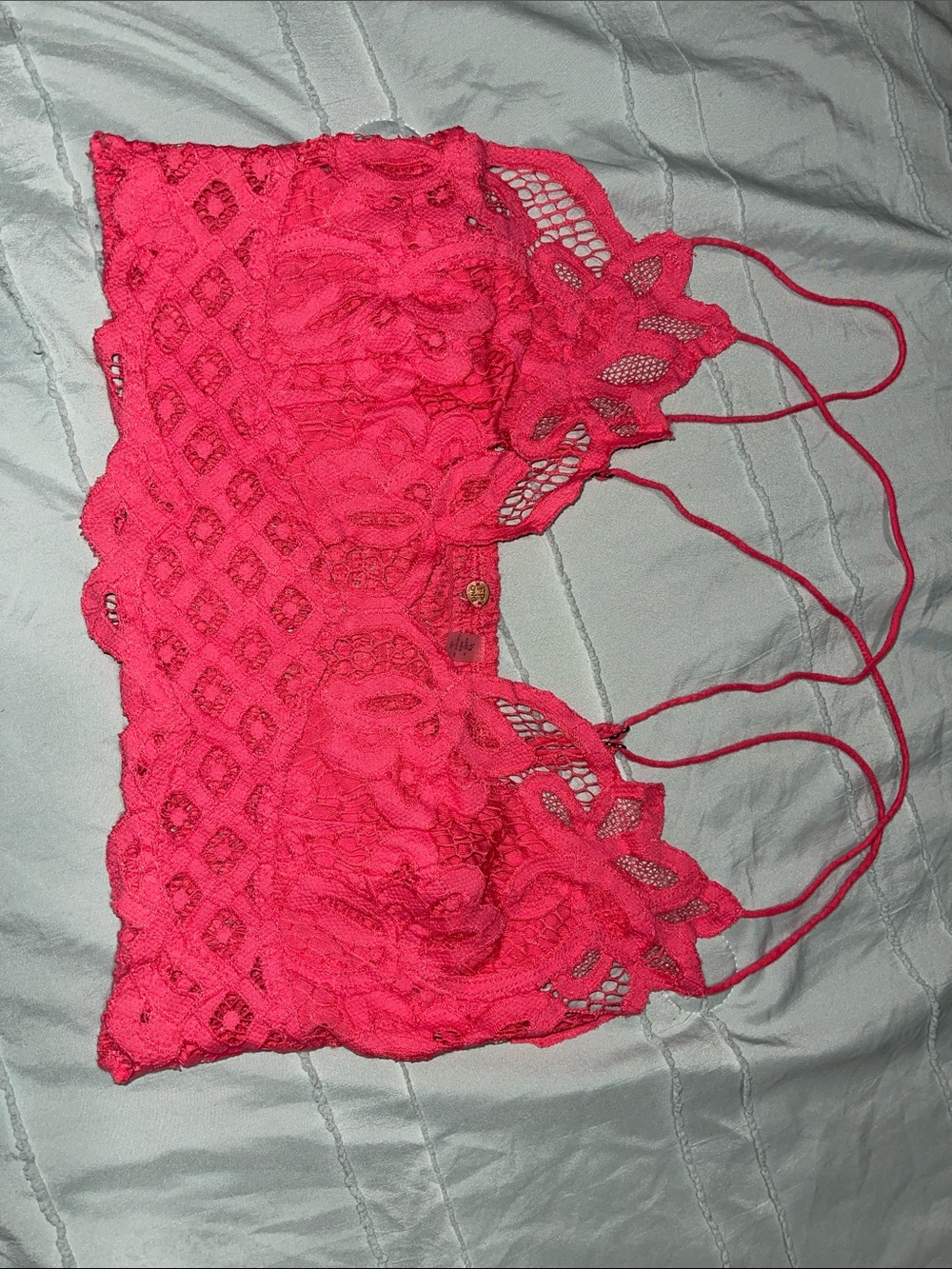 Lace Strappy Bandeau Bralette in Coral Free People One Large